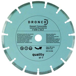 Алмазный отрезной круг, сухой рез, универсальный, DRONCO ST-7, quality,  230 мм, 4230485 ― DRONCO SHOP