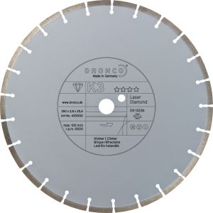 Алмазный отрезной круг, сухой рез, универсальный DRONCO LT+N136, special,ø 250 мм, для станков  425193 ― DRONCO SHOP